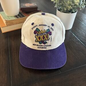 Super Bowl XXIX Snap Back Cap White Purple NFL New Orleans Superdome 1997